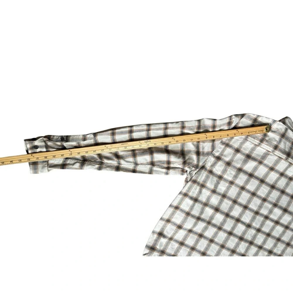 Men's Patagonia Organic Cotton Flannel Beige Gray Plaid Sz XL‎ READ - Picture 5 of 12
